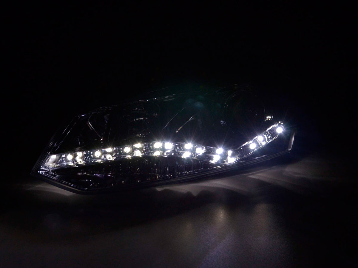 Scheinwerfer Set Daylight LED TFL-Optik VW Polo Typ 6R 2010- chrom Scheinwerfer Set Daylight LED TFL-Optik VW Polo Typ 6R 2010- chrom